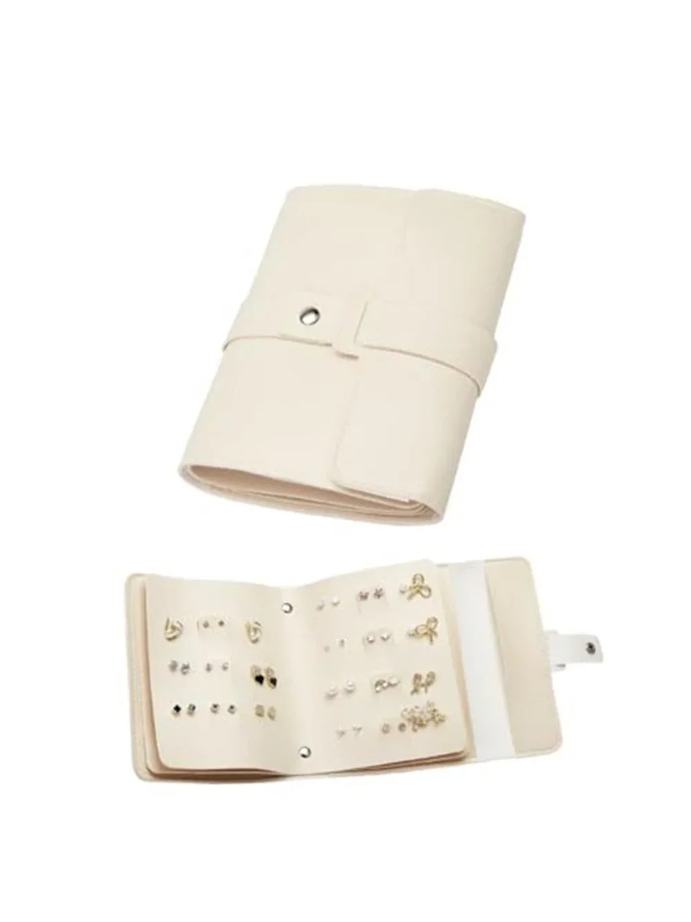 Travel Earring Organizer Book Portable Jewelry Storage Case Faux Leather Holder
